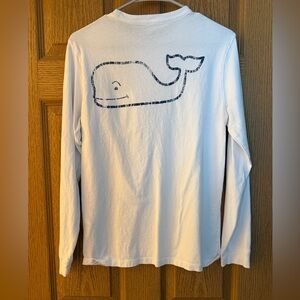 Vineyard Vines White Long-Sleeve Tee with Navy Whale Charleston